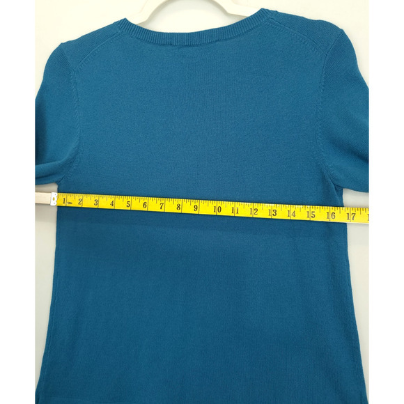 LOFT Sweater Women M‎ Blue Knit Pullover Huskey Dog Stars Graphic Whimsical Cozy - Picture 7 of 12